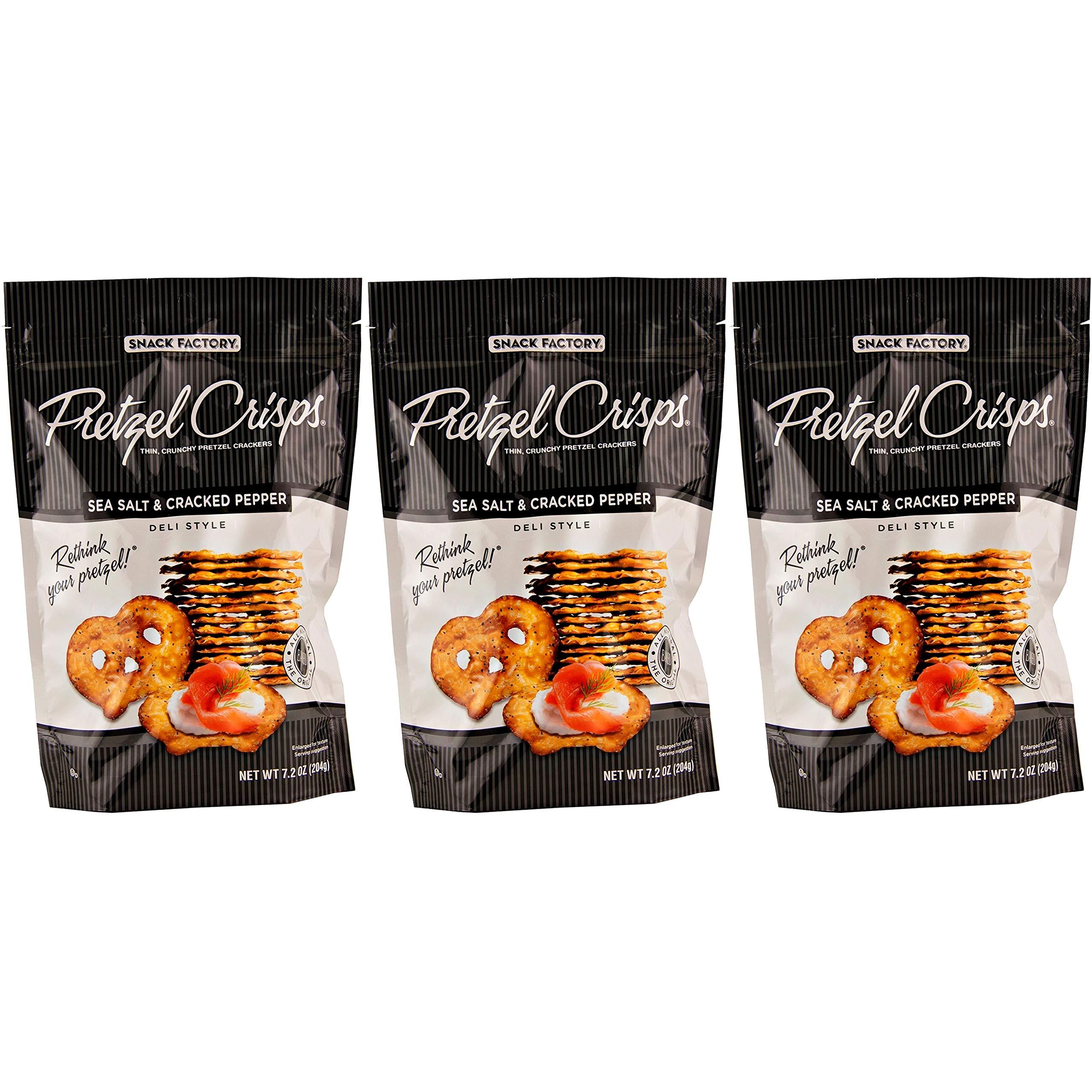 Snack Factory Sea Salt & Cracked Pepper Pretzel Cr Snack Factory Sea Salt & Cracked Pepper Pretzel Crisps 7.2oz (Pack of 3)