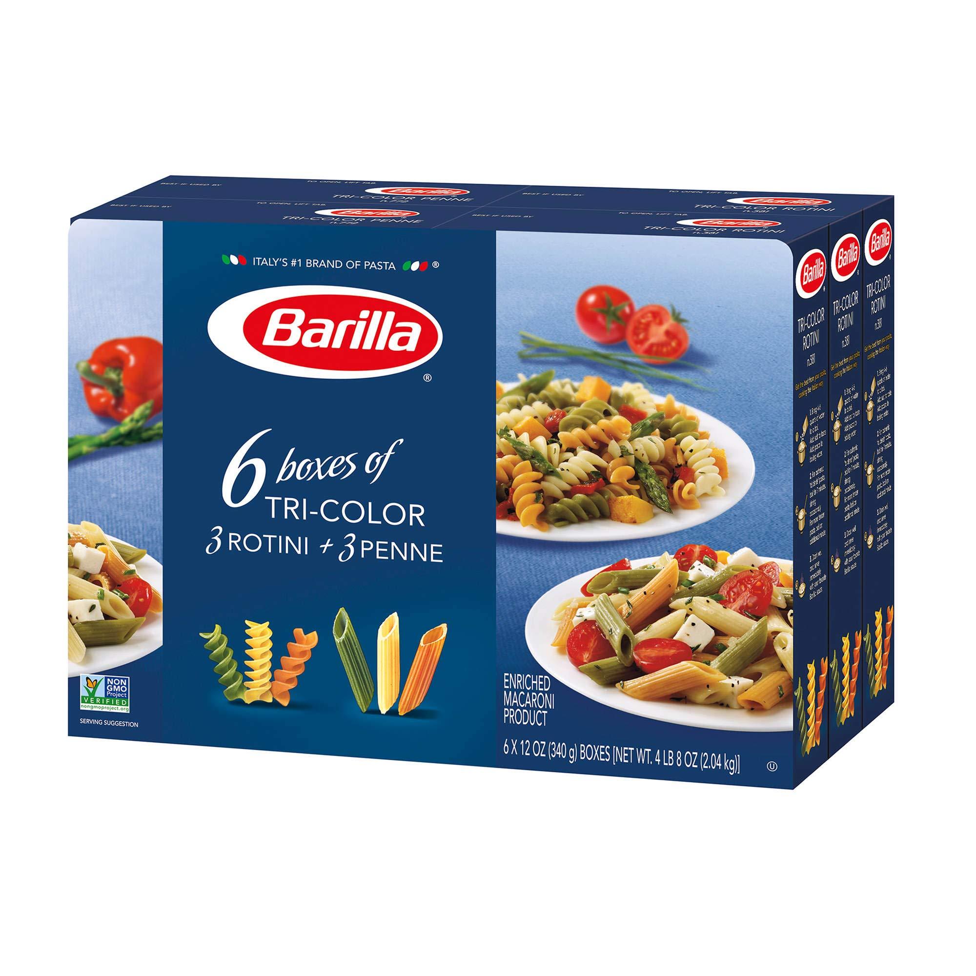 Barilla Barilla Pasta, Tri-Color Penne & Tri-Color Rotini, 12 Ounce (Pack of 6)