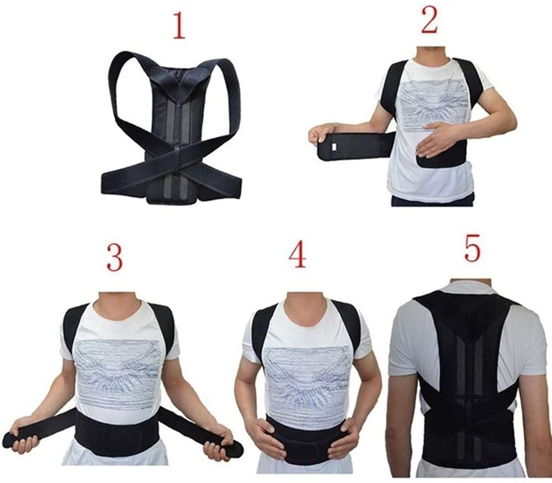 XMSM XS-5XL Full Back Brace Posture Corrector for Men Women&Teenagers,Adjustable Back Shoulder Lumbar Spine Support Belt Waist Trainer,Improve Poor Posture,Pain Relief (Color : Black, Size : Medium)