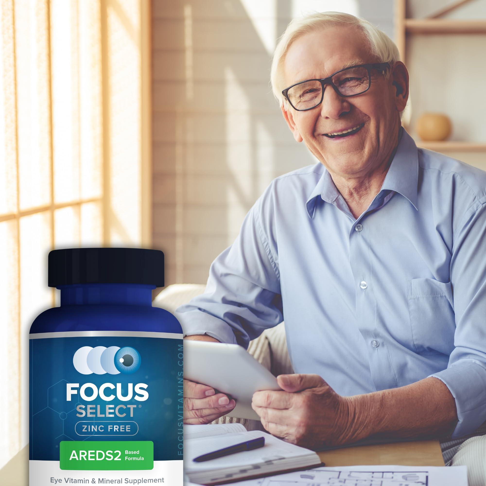 Focus Vision Supplements Focus Vitamins | Focus Select Zinc Free Formula | 180 Softgel Capsules | AREDS2 Based Formula | Eye Vitamin & Supplement | Support for Macular Generation | Easy to Swallow Pill