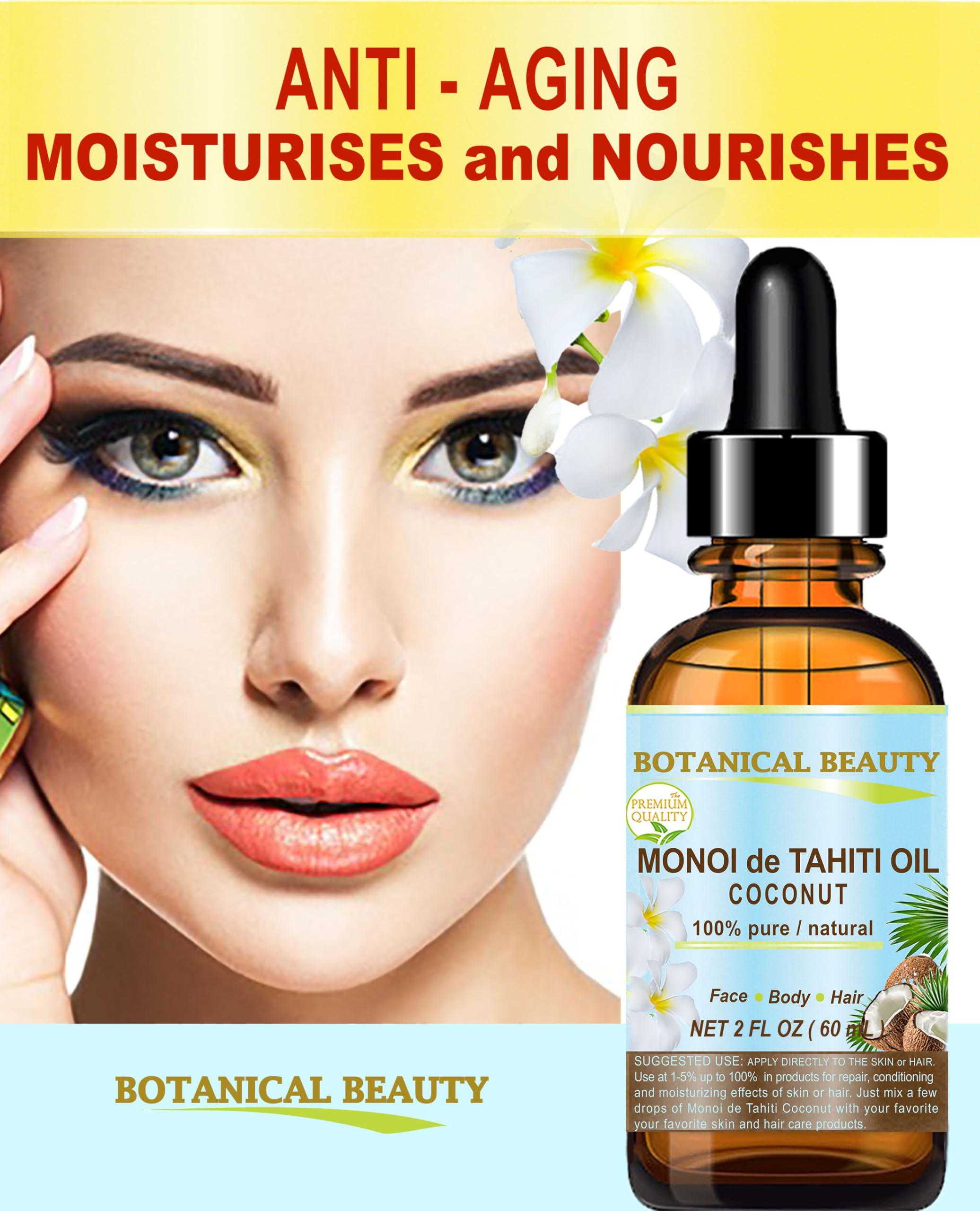 Botanical Beauty Botanical Beauty MONOI de TAHITI OIL COCONUT 100% Pure Natural Virgin Unrefined RAW 2 Fl. Oz.- 60 ml for FACE, SKIN, BODY, HAIR, NAILS