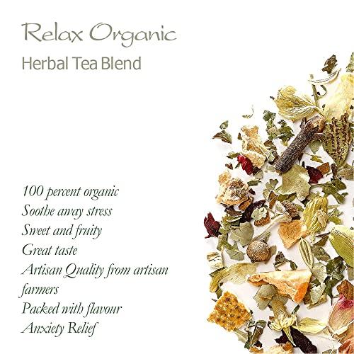 Valley of Tea Relaxing Organic Tea Chamomile Blend - Soothes Anxiety and Relieves Stress - Relaxing the Nerves - Calming Camomille Loose Leaf Blend - Camomille Teas Camameal Tea Camimile Camomile Herb 100g