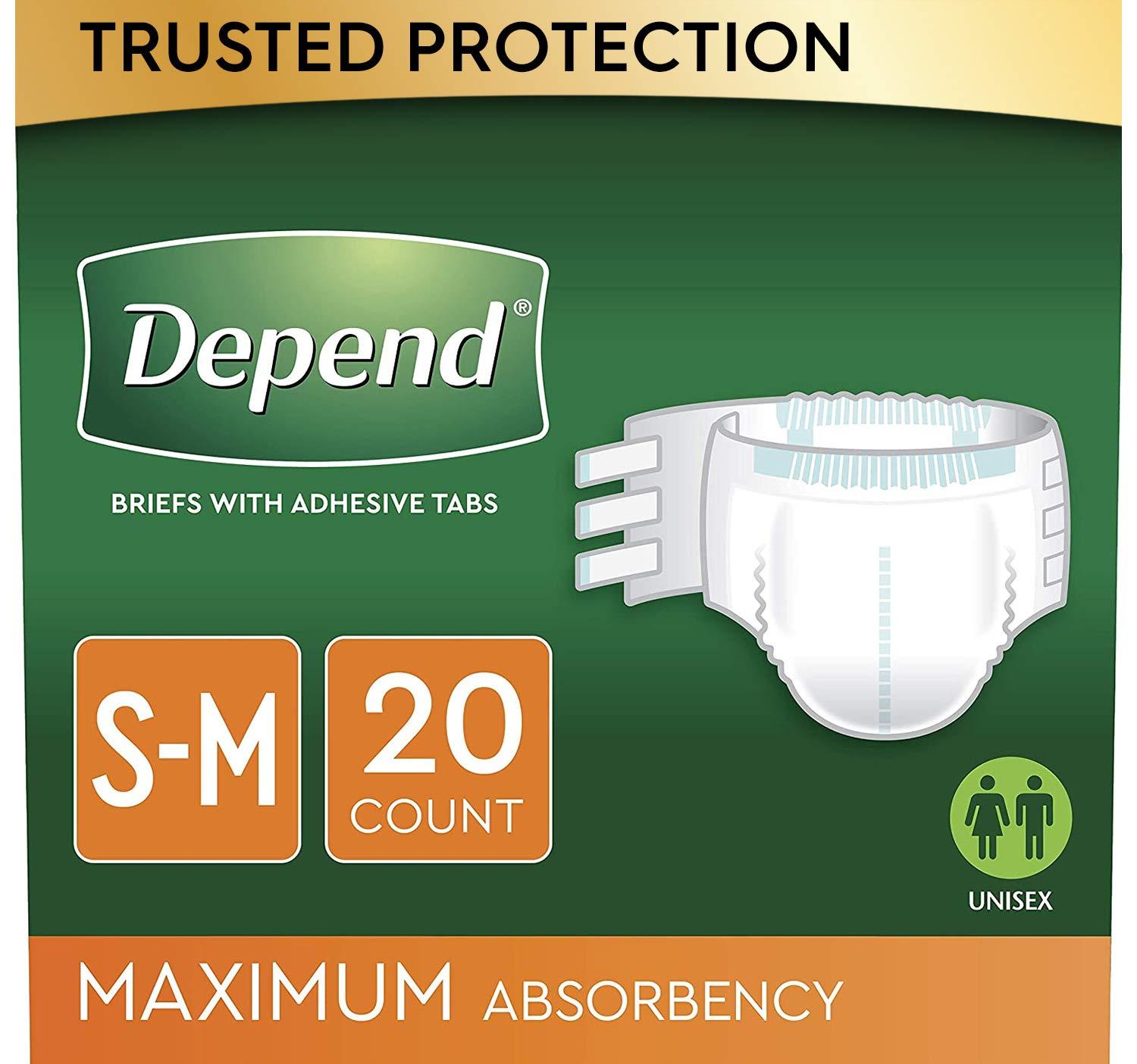 Depend Depend Protection with Tabs Incontinence Underwear, Maximum Absorbency, Small/Medium, 20 Count