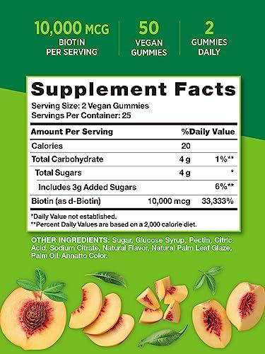 Nature\'s Truth Nature\'s Truth Biotin Gummies | 10000mcg | 50 Count | Vegan, Non-GMO & Gluten Free Supplement | Peach Flavor