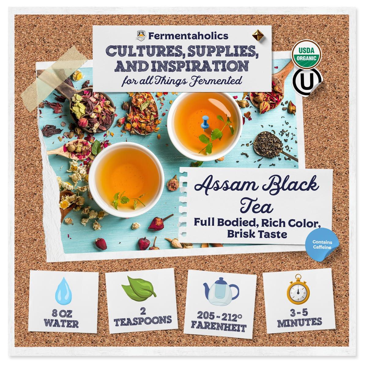 Fermentaholics Fermentaholics USDA Certified Organic Loose-Leaf Assam Black Tea - Perfect For Homebrewing Kombucha, Hot Tea, And Iced Tea - OU Kosher Certified – Premium Taste, Aroma, And Flavor