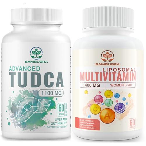 Sambugra Sambugra TUDCA Supplements 1100mg and Liposomal 33-in-1 Multivitamin Supplement, High Bioavailability Supplement,Comprehensive Support for Health (Pack of 2)
