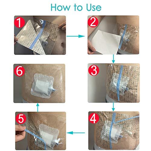 Hola Health Waterproof Shower Protector Bandage 8x8 inch for Large Port Surgery Incisions Guard Tattoo Second Skin Healing Aftercare Cover Bath Patch Transparent Film Clear Adhesive Wounds Dressing (Pack of 50)