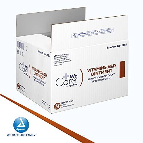 Dynarex Dynarex Vitamins A & D Ointment, Ointment with Vitamin A and Vitamin D Skin Protectant, for Diaper Rash and Discomfort, White, 1 Case of 72 - 4 oz. Tubes