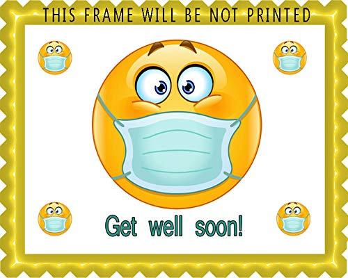 Edible Prints On Cake Emoji with Mask - Edible Cake Topper - 10" x 16" (1/2 sheet) rectangular