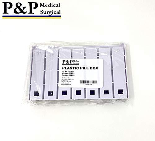 P&P Medical Surgical Weekly AM/PM Pill Box Portable Travel Prescription & Medication Pill Case Organizer (7-Day / 4-Times-A-Day) with Large Removable Compartments and Moisture-Proof Design Box of 10