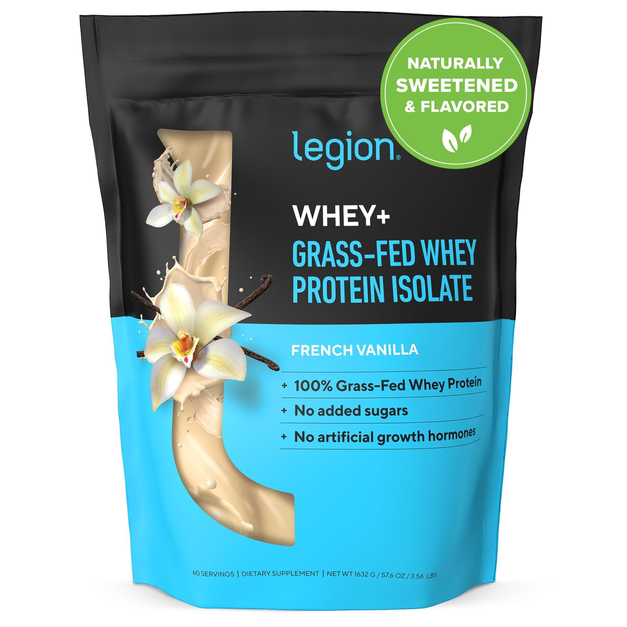 LEGION LEGION Whey+ Whey Protein Powder (French Vanilla) - Low Calorie Whey Isolate Protein Powder - Non-GMO, Lactose-Free, Sugar-Free Whey Protein Isolate Powder - Grass Fed Protein (60 Servings)