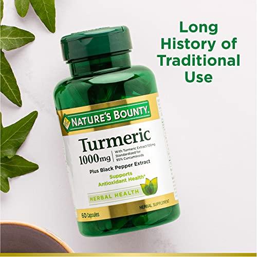 Nature's Bounty Nature’s Bounty Turmeric With Black Pepper Extract, Supports Antioxidant Health, 1000mg, 60 Capsules