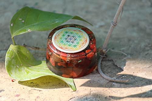 Jet International Crystal Exquisite Red Jasper Flower of Life Orgone Tower Buster Piezo Electric Generator Frequency Ions Tested Cloud Chem Buster