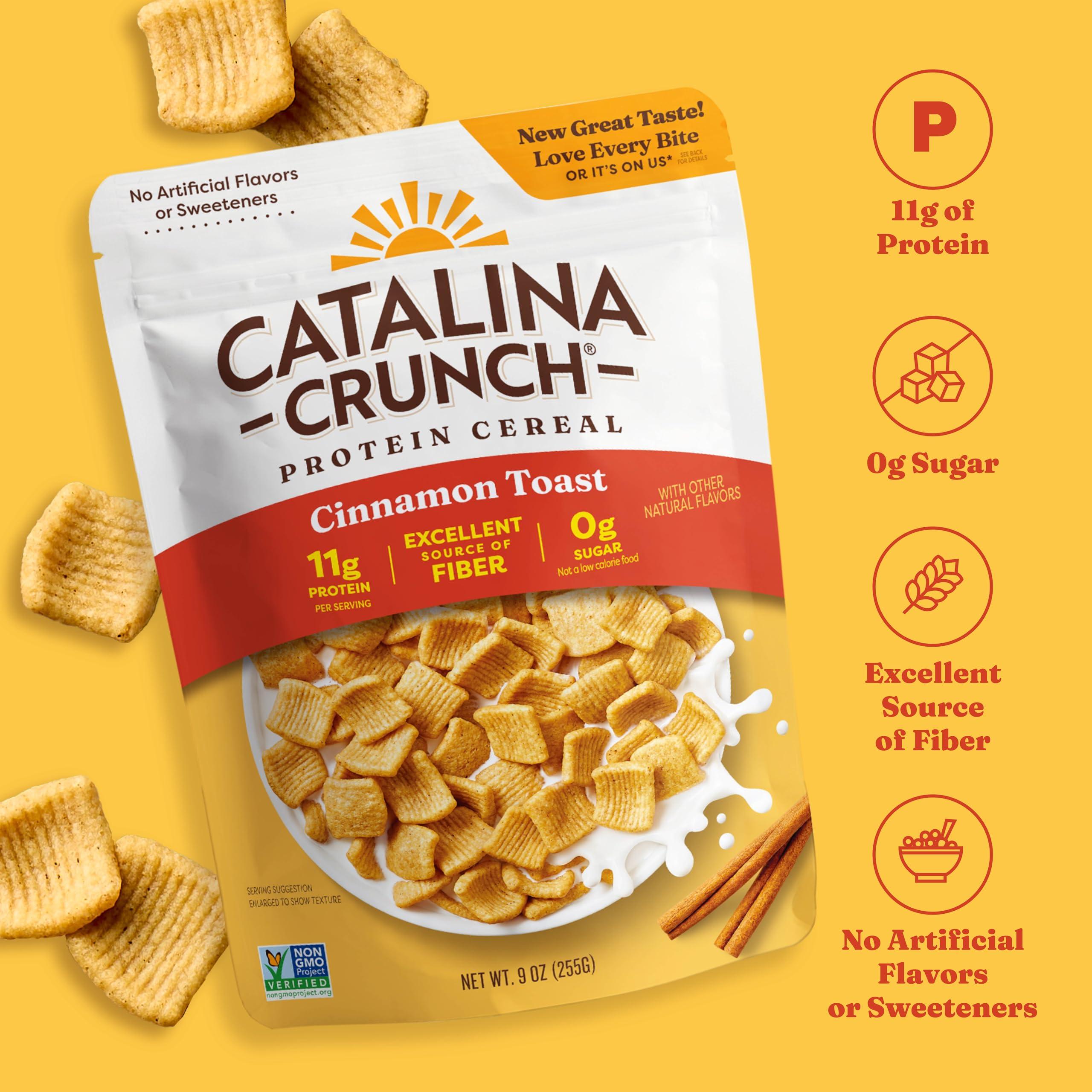 Catalina Crunch Catalina Crunch Cinnamon Toast High Fiber Cereal 4 Pack | Low Carb, Sugar Free, Gluten Free | Keto Snacks, Vegan, Plant Based Protein