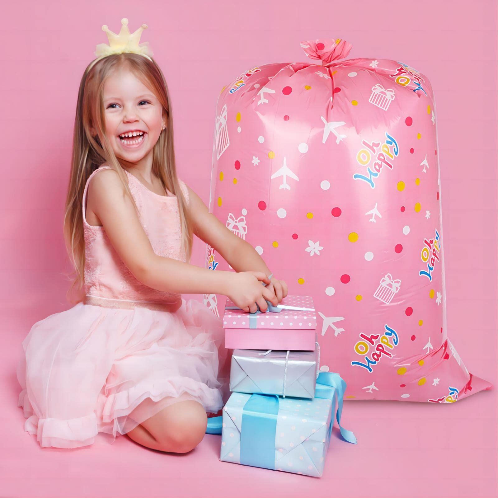 HANSWARE HANSWARE Extra Large Gift Bag for Presents,Shower Gift Bags for Girls, Jumbo Baby Gift Bag for Wedding Wrapping,Birthday, Party,Giant Huge Gifts- 56\" x 36\" (Pink Plane, 3 Count)