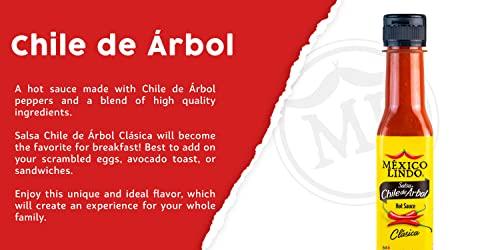 MEXICO LINDO Mexico Lindo Chile de Arbol Hot Sauce Ingredients | 12,190 Scoville Level | Classic Flavor | 5 Fl Oz Bottles (Pack of 12)