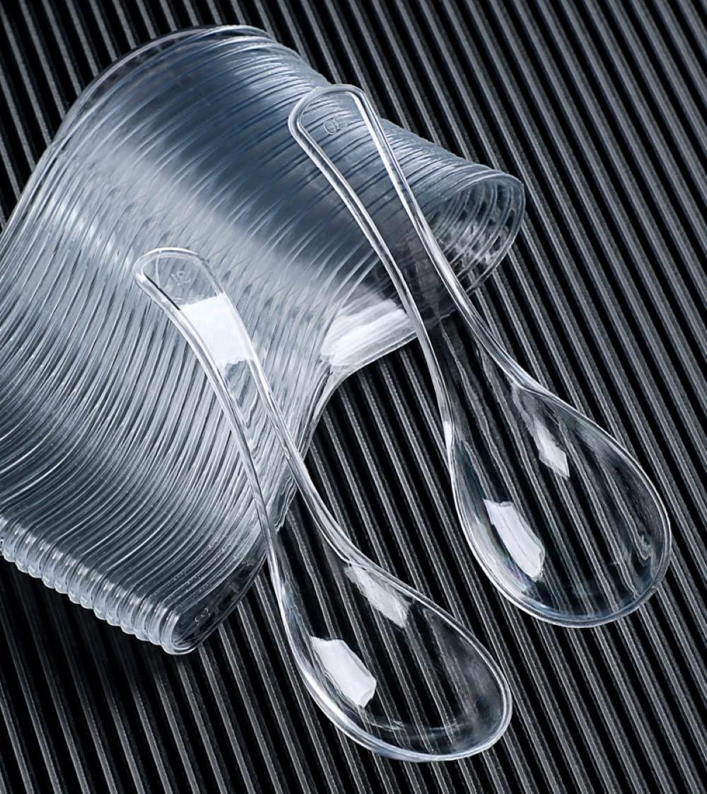 T Legend 50 PCS Disposable Clear Plastic Spoons,Asian Soup Spoons,Chinese Spoons,tasting spoon,front dish spoon,Plastic Cutlery(Clear round bottom)