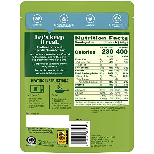 SEEDS OF CHANGE SEEDS OF CHANGE Organic Rice Variety Pack Quinoa and Brown Rice with Garlic & Whole Grain Brown Basmati Rice 8.5 oz. (Pack of 6)