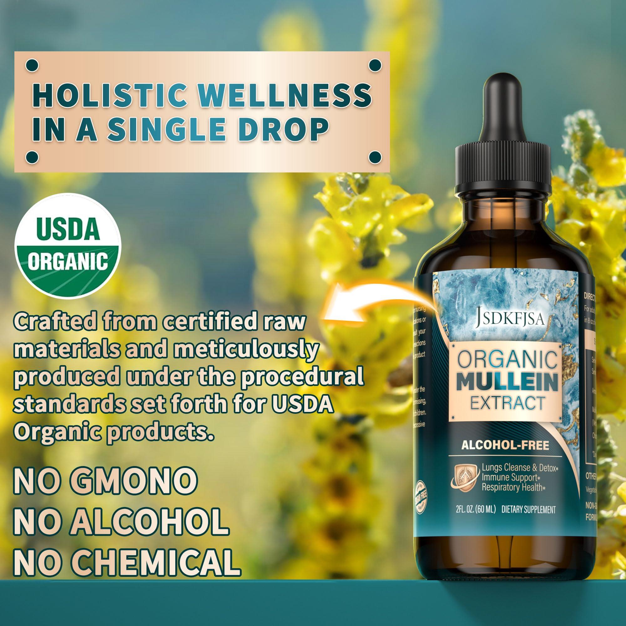 JSDKFJSA JSDKFJSA Mullein Drops for Lungs,Support Lung Cleanse/Detox & Respiratory Function for Healthy Breathing - Mullein Leaf Extract for Lungs-2 fl.oz