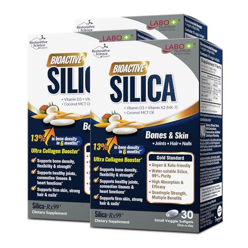 LABO Nutrition LABO Nutrition Bioactive Silica, 99% Purity Rice-Derived Silica with 42mg Silicon Per Serving, Intensive Collagen Generator, Strengthen Joint & Bone, for Skin, Hair & Nails Support. 30sx3