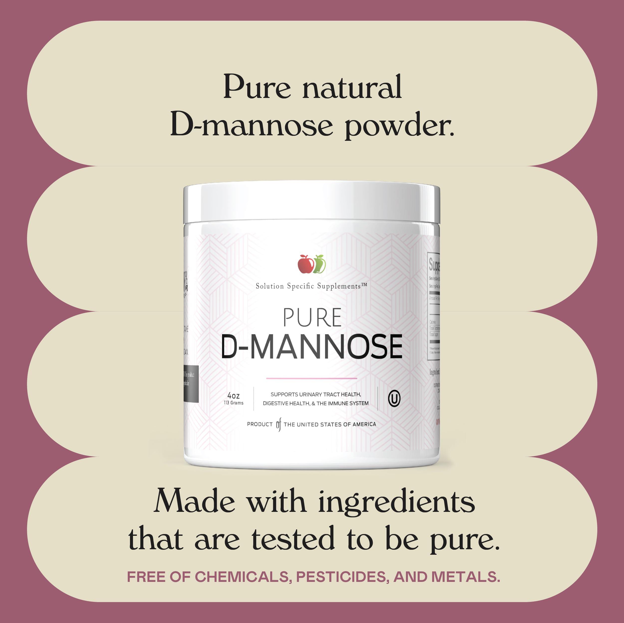 Complete Natural Products Pure D-Mannose Powder Supplement - D-Mannose 4oz (113g) About 60 Servings for UTI, Natural Bladder, & Urinary Tract Health