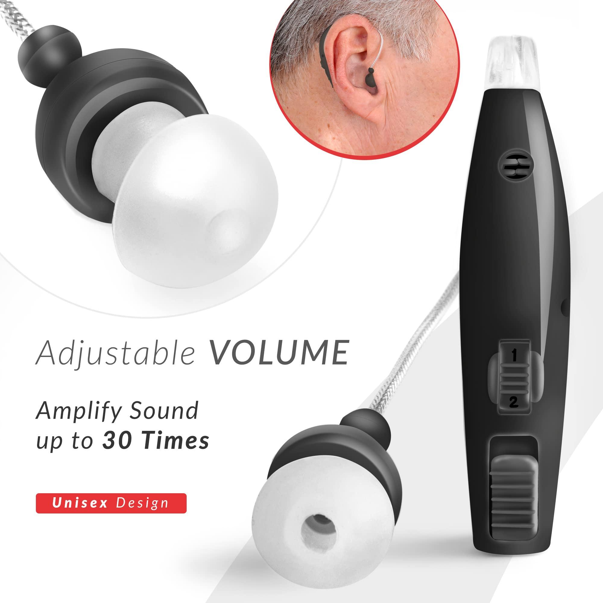 MSA 30X MSA PRO Sound Amplifier, Amplifies Sound by 30 Times, Alternative to Hearing Aids for Seniors, Up to 20 Hours Continuous Use, Lightweight, Nearly Invisible, Adjustable Volume, Fast Charging, Black, 1ct