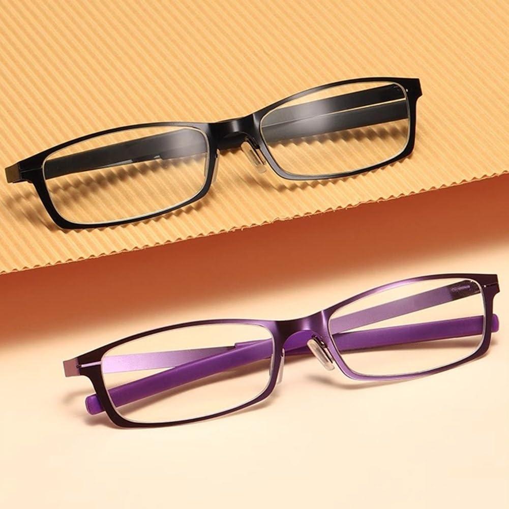Generic Lightweight Reading Glasses for Women Men, Narrow Metal Frame Computer Readers, Blue Light Blocking Glasses (Color : Purple, Size : 1.0x)