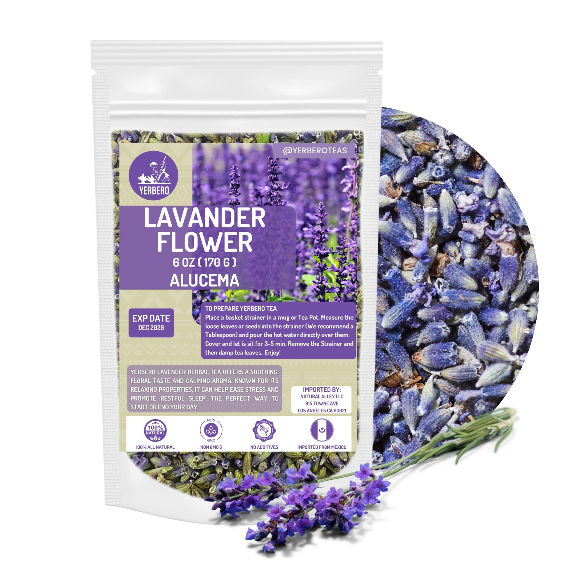 YERBERO Yerbero - Alucema Herbal Tea 6 Oz (170 g) | Flor De Lavanda (Lavander Flower) | Premium Blend Stand Up Resealable Bag Crafted By Nature100% All Natural Wildcrafted.