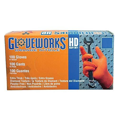 GLOVEWORKS Gloveworks GWON46100 Orange Large Heavy Duty Nitrile Gloves
