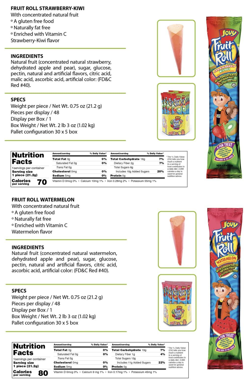 COMBO BREAKER JOVY FRUIT ROLL Variety Pack 10 Flavors - Healthy Snack Made with Natural Fruit, Fat Free, Gluten Free, Enriched with Vitamin C |20 Count, 0.75 oz each