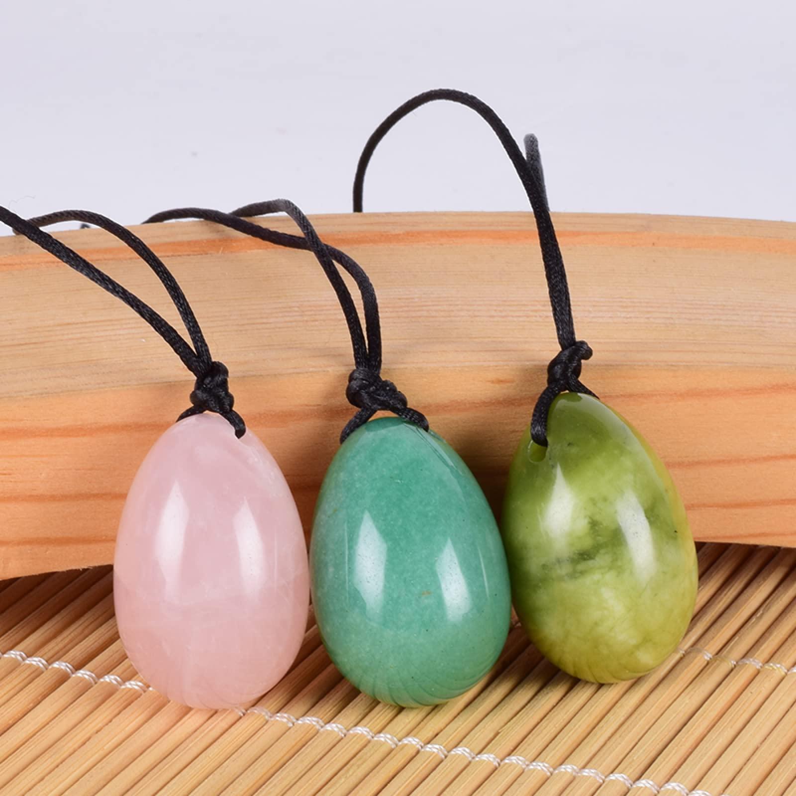 MiZuh Yoni Egg Set Drill 30 * 20 MM Yoni Egg 100% Natural Stone Healing Jade Crystal Egg Mineral Ball Kegel Massage,red Jasper 30x20mm
