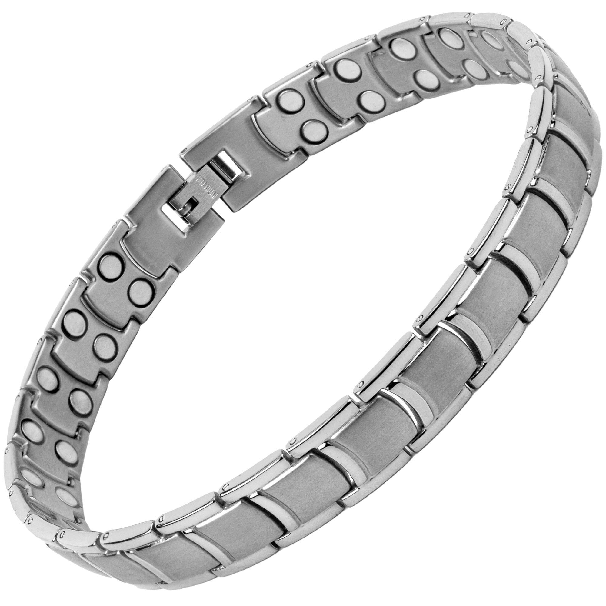 MagnetRX MagnetRX Ultra Strength Magnetic Anklet Effective Magnetic Ankle Bracelets for Men Titanium Mens Ankle Bracelet with 48 Magnets (Silver)