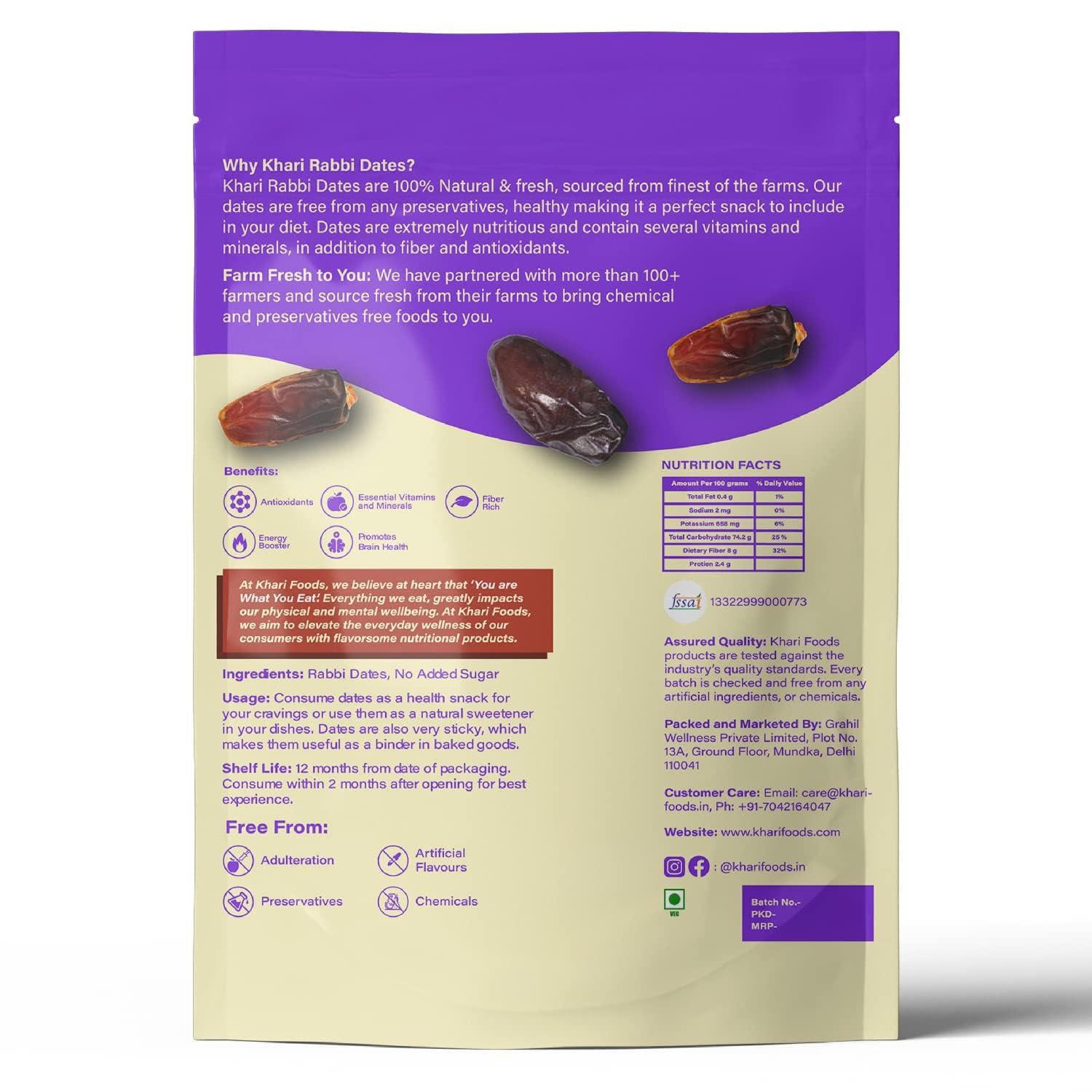 India67 Soft Rabbi Dates, Khajur Dry Fruits, High in Fibre, Energy Booster, Healthy Snacks -200 g