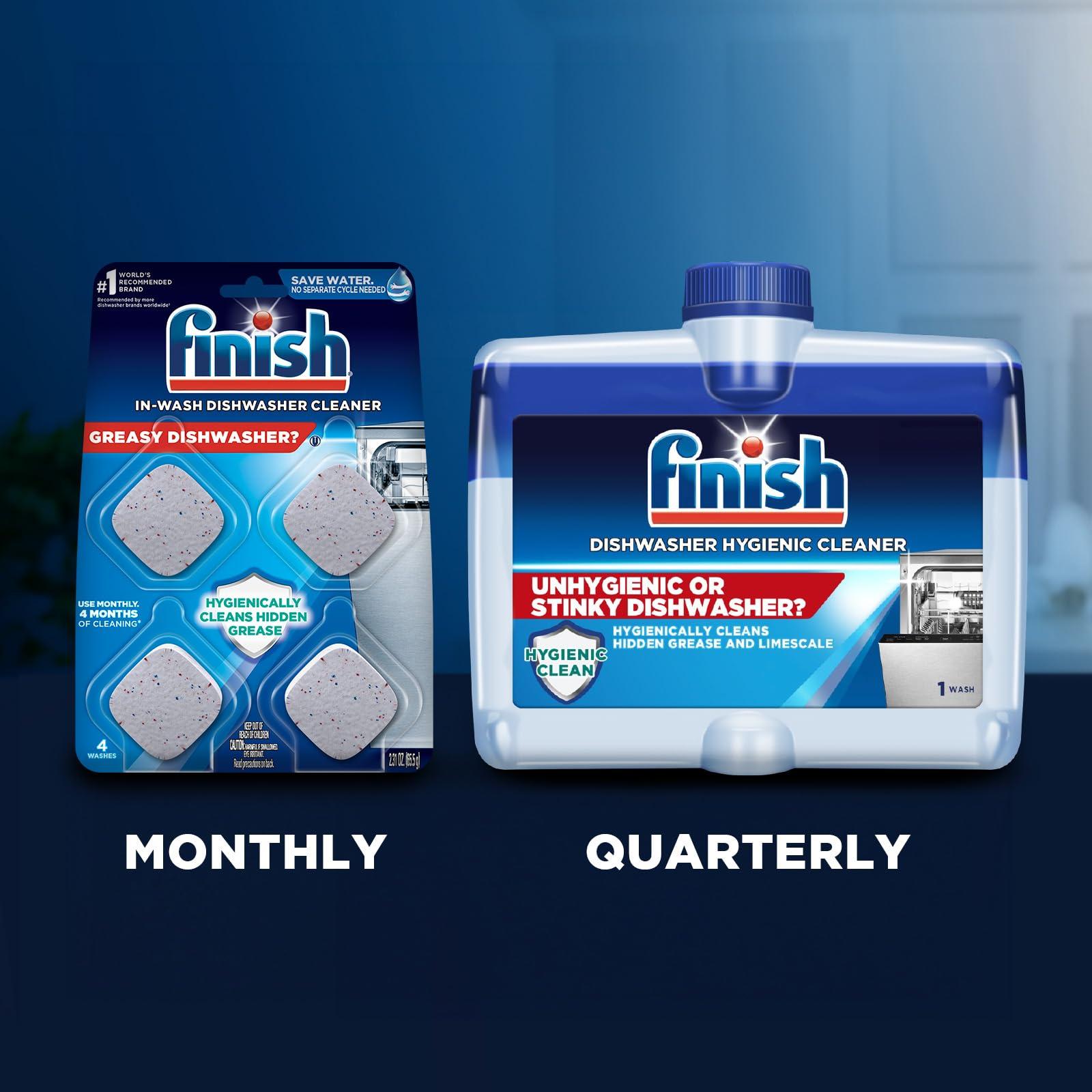 Finish Finish Dishwasher Cleaner Tablets, 12 count, Hygienically Cleans Hidden Grease, Use in Normal Cycle, Lemon Scented, 12 Month Supply