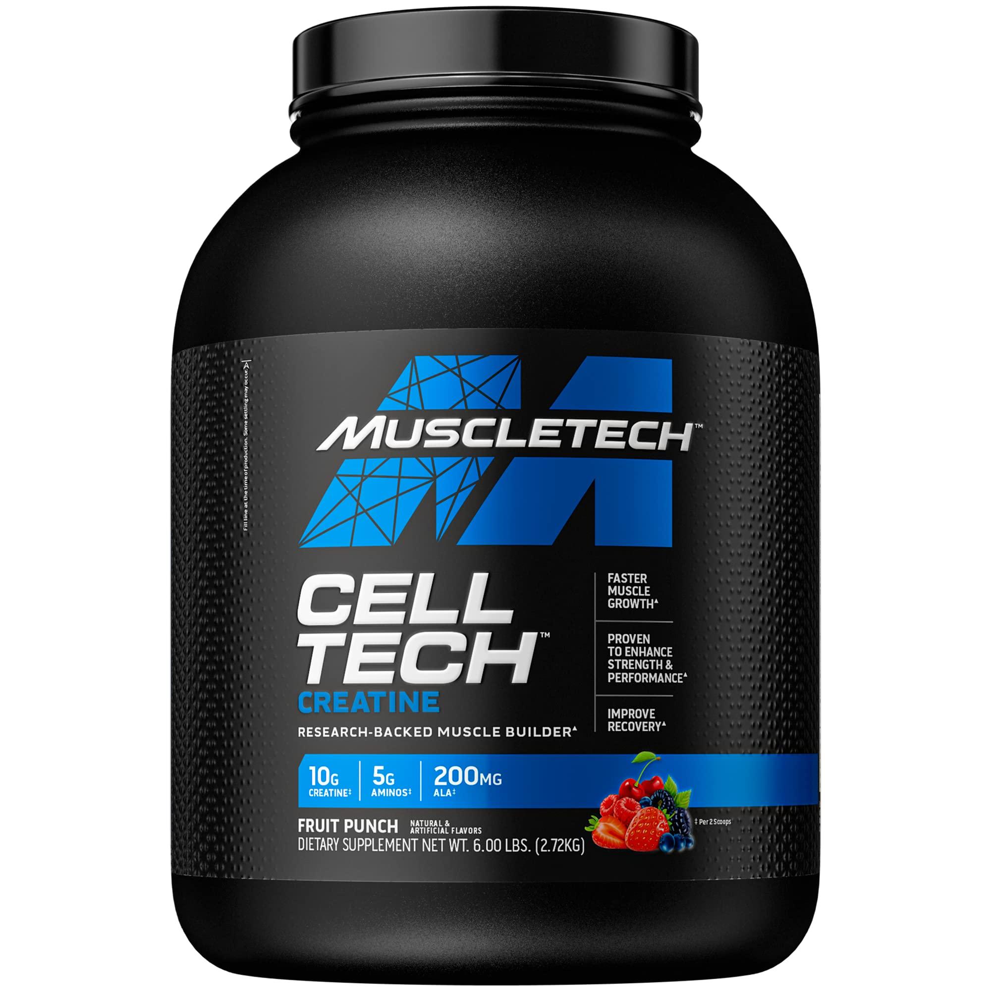 MuscleTech MuscleTech Cell-Tech Creatine Powder & Nitro-Tech Whey Protein Powder Bundle | Muscle Builder & Recovery Formula | 6 lbs Creatine & 4 lbs Whey | Strawberry Flavor