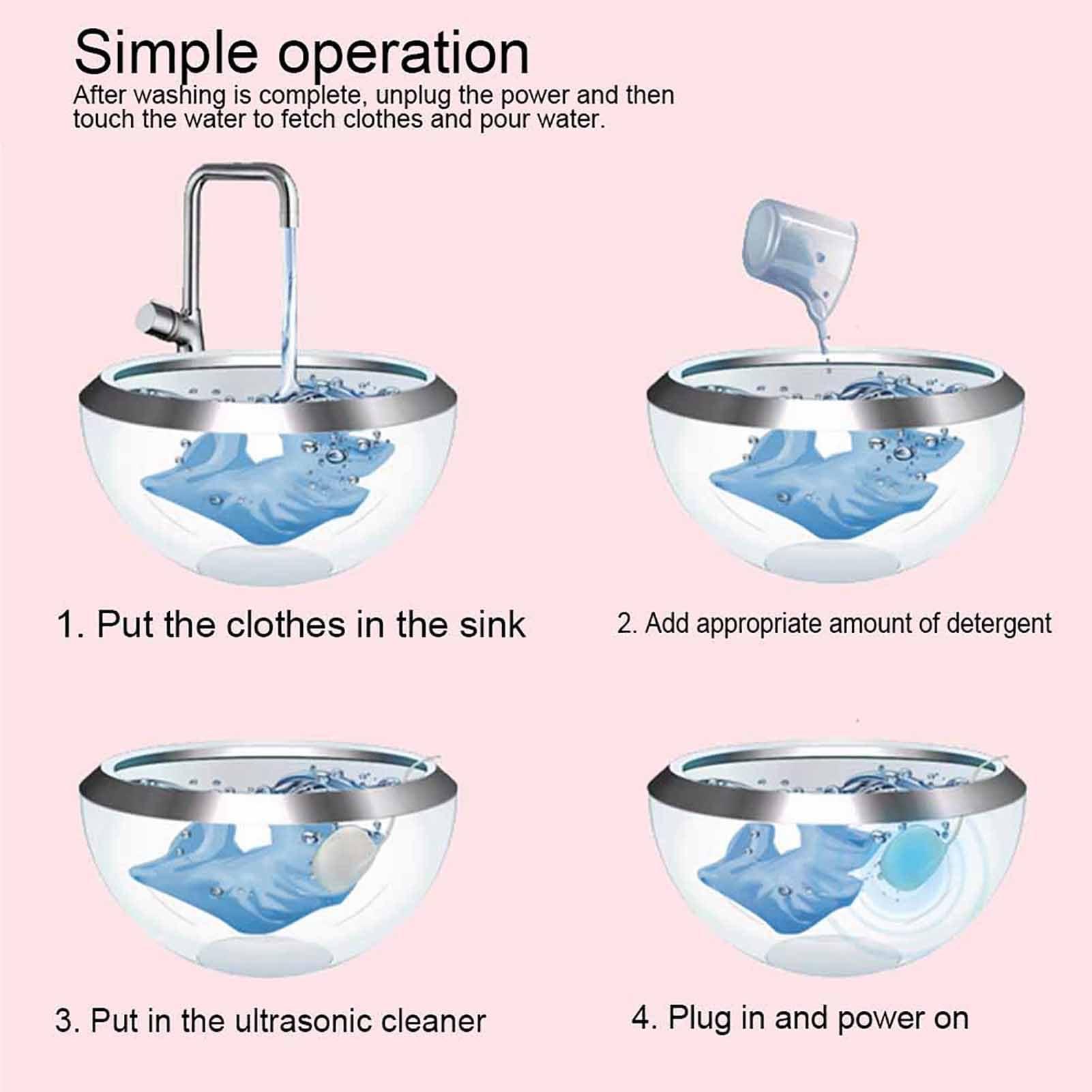 Xcello Xcello Mini Ultrasonic Dishwasher Multifunction Vegetable Fruit USB Smart Dishwasher for Household Countertop Portable