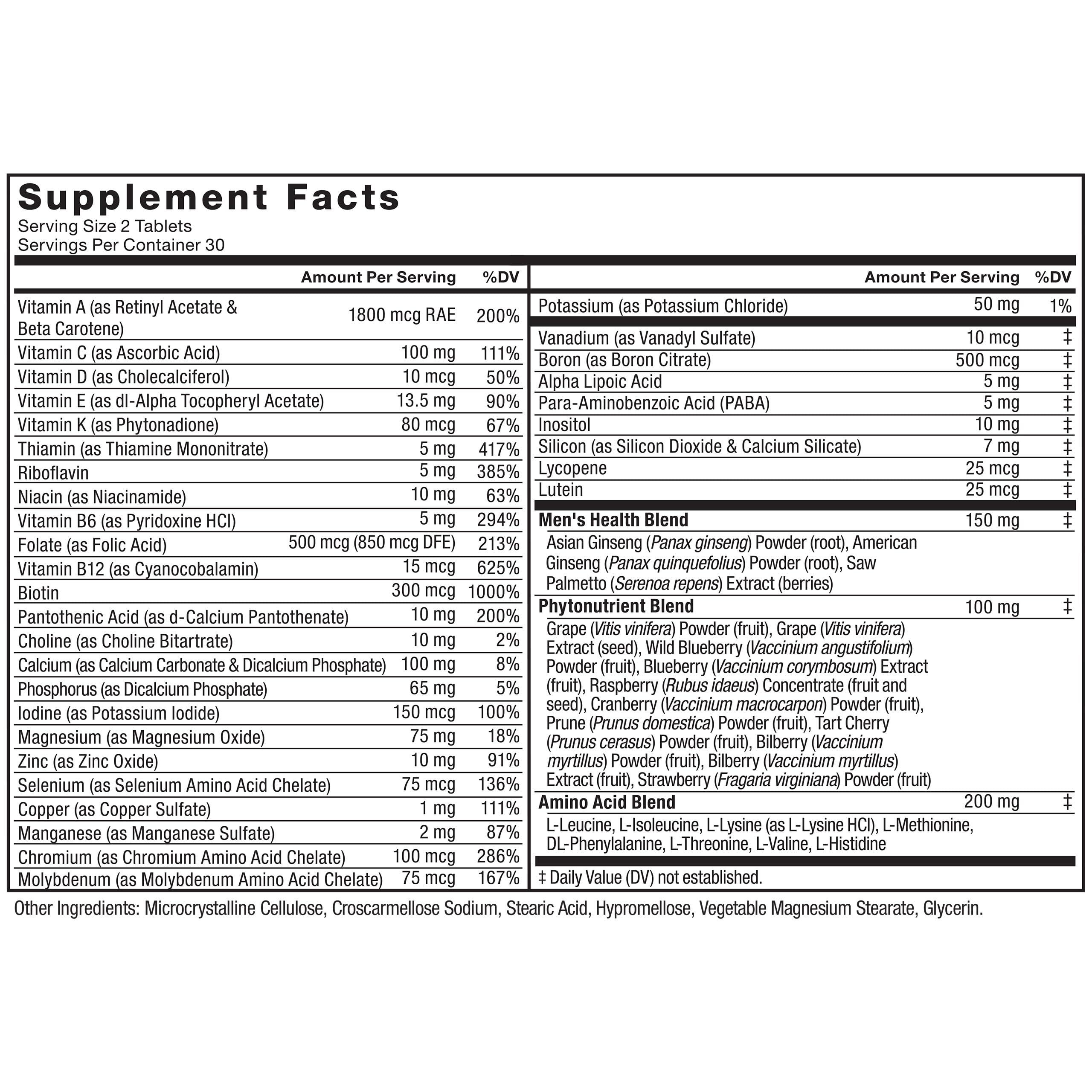 Force Factor Force Factor Mens Multivitamins, Multivitamin for Men Plus Amino Acids Supplement with 27 Vitamins and Minerals, and Phytonutrients to Support Energy, and Immunity, 60 Tablets