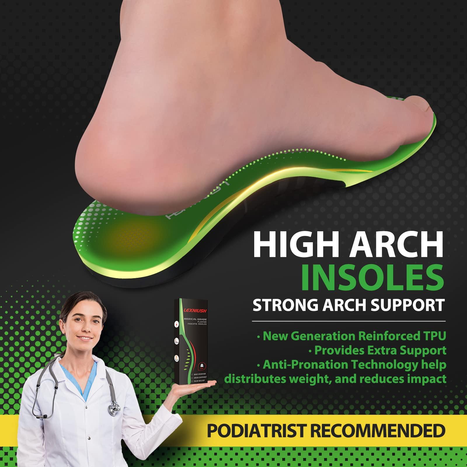 Lexniush Lexniush Plantar Fasciitis Arch Support Insoles for Men Women Shoe Inserts - Flat Feet Orthotic Inserts High Arch - Best Boot Work Shoe Insole for Standing All Day - Heavy Duty Support Pain Relief