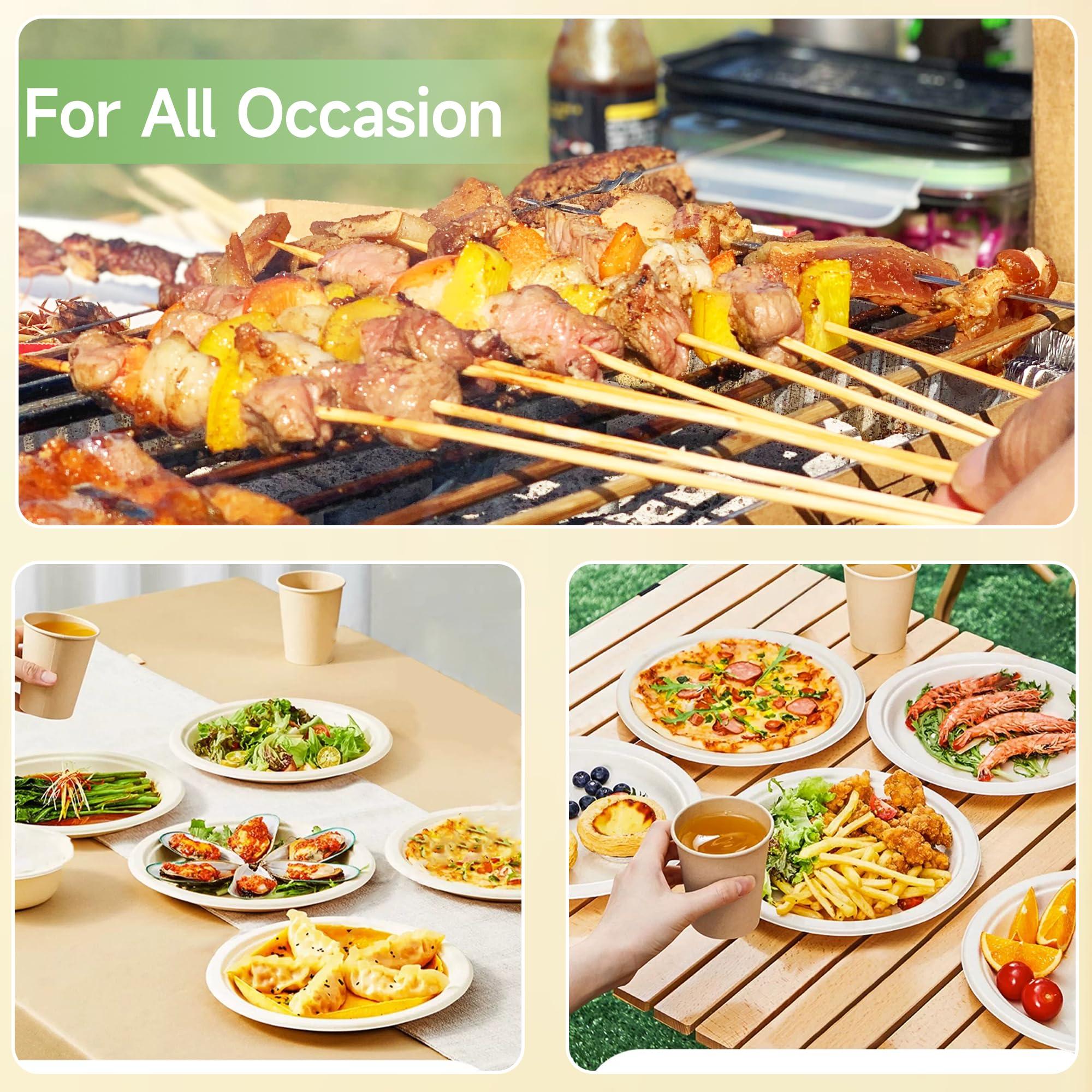 FRUTLE FRUTLE Paper Plates 10 Inch Heavy Duty - Disposable Paper Plates -Composable Large Paper Plates Bulk Eco-Friendly Unbleached-Everyday Use Parties Commercial Settings 100 Count