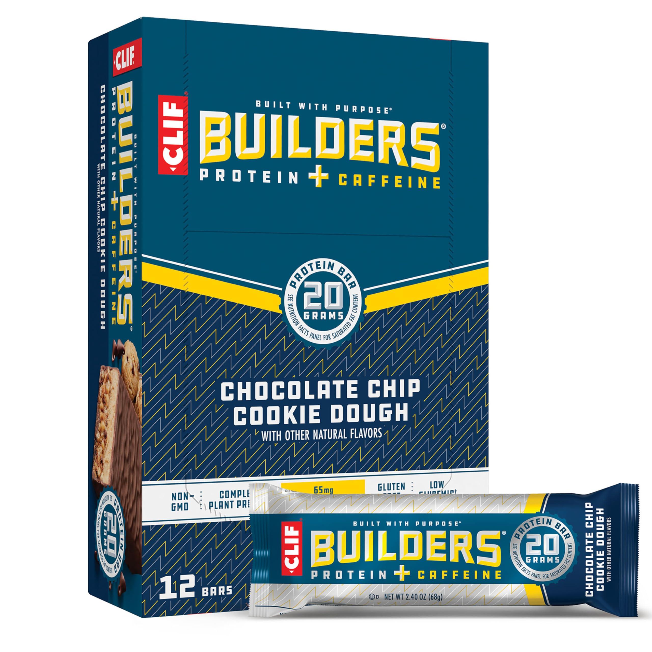 Clif Builders Bar CLIF Builders - Chocolate Flavor - Protein Bars - Gluten-Free - Non-GMO - Low Glycemic & Chocolate Chip Cookie Dough Flavor - Protein Bars - Gluten-Free - Non-GMO - Low Glycemic