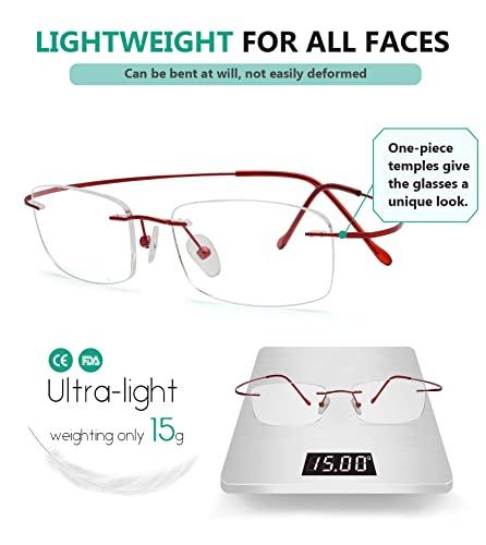 Eyekepper Eyekepper Titanium Rimless Reading Glasses Readers Women Red +2.5