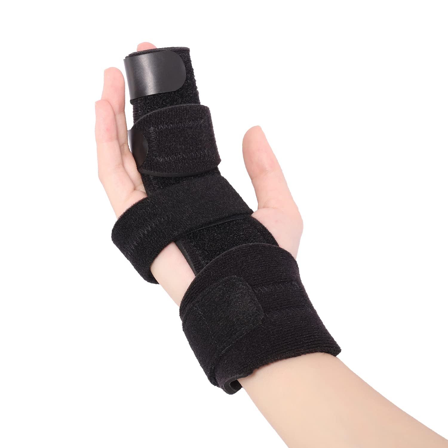 Scurnhau Scurnhau Trigger Finger Splint Finger Brace for 2 Fingers Reversible Finger Splints for Mallet Finger Broken Finger Arthritis Metacarpal Fracture Hand Brace with Finger Support Joints Immobilizer-S/M