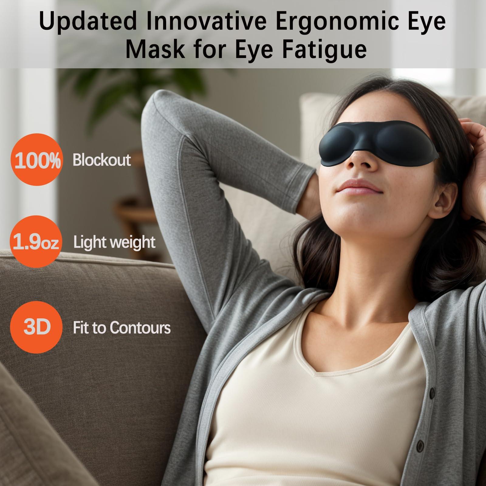 Vowleike Moisture Chamber Glasses for Dry Eyes - Vowleike Soft Silicone Sleep Goggles, Reusable Comfortable & Lightweight Sleep Mask, CPAP Compatible, Elastic and Stretchable Strap (Black)