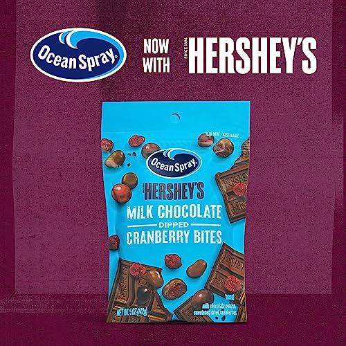 Ocean Spray Ocean Spray HERSHEYS Milk Chocolate Dipped Cranberry Bites, Chocolate Covered Dried Cranberries, 5 Oz Pouch (Pack of 12)