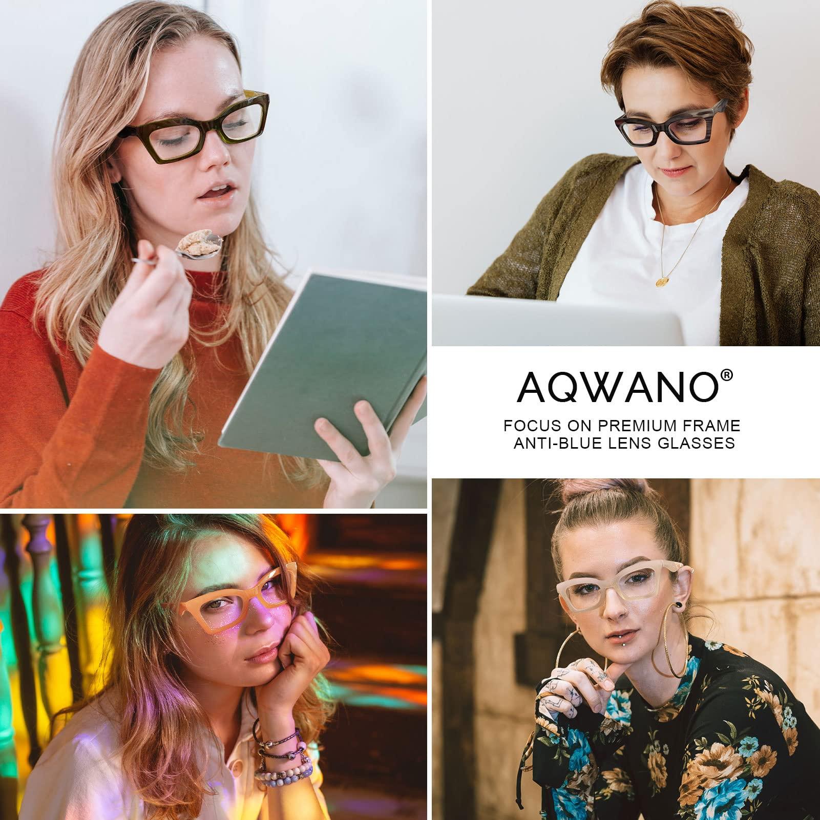 AQWANO AQWANO Reading Glasses Women 1.0 Stylish Fashion Oversized Designer Readers, Computer Blue Light Blocking magnifying Eyeglasses