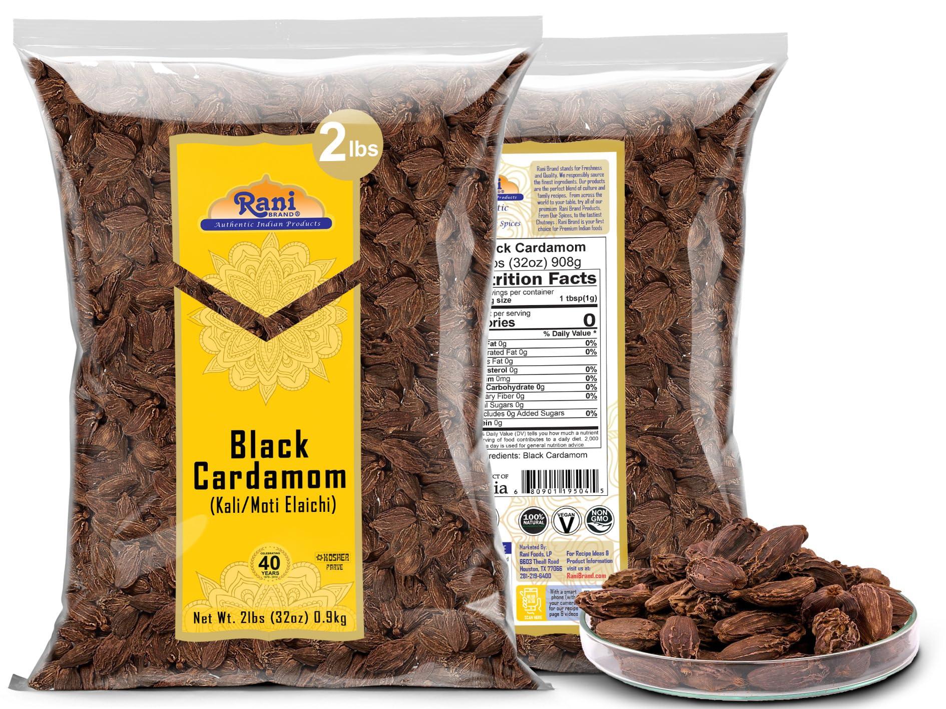 Rani Brand Authentic Indian Products Rani Black Cardamom Pods (Kali Elachi) Whole Indian Spice 32oz (2lbs) 908g Bulk ~ All Natural | Vegan | Gluten Friendly | NON-GMO | Kosher | Indian Origin