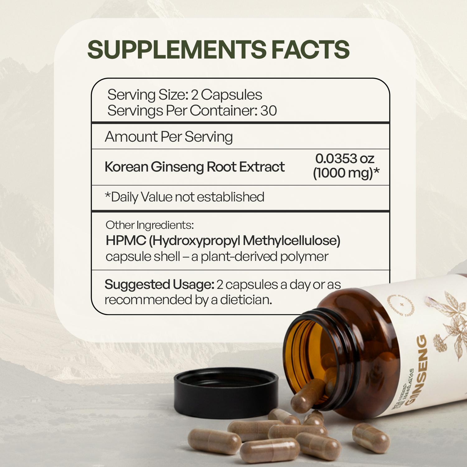 Herbs of Himalayas Herbs of Himalayas Ginseng Capsules – Pure Energy (60 Capsules)