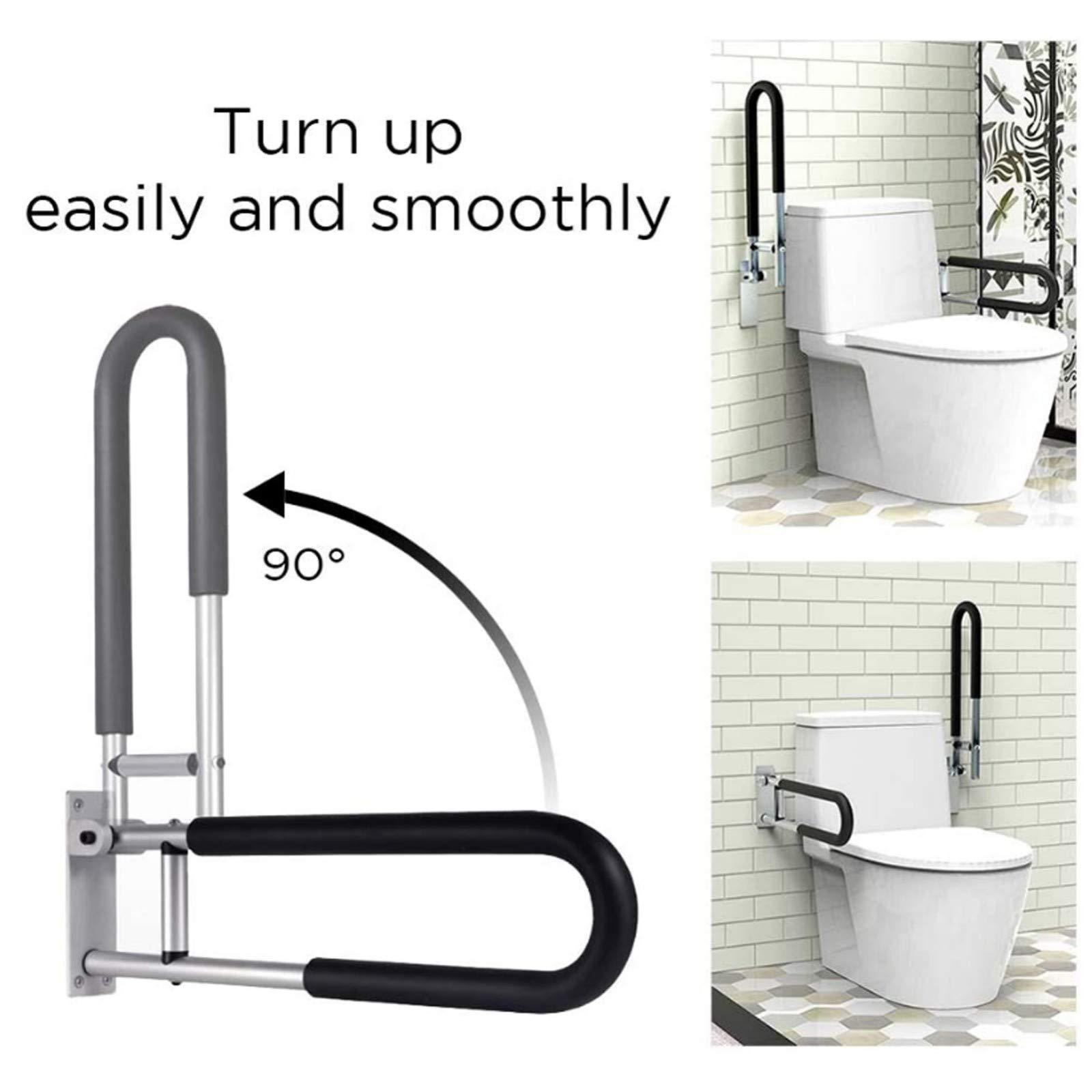 WeBert Bathroom Grab Rails,Shower Handicap Grab Bars, Shower Handles for Elderly, Disabled Flip-up Bathroom Grab Bar Toilet Handrails Hand Grips Handle Shower Assist Aid, Length 60 Cmblack (Color : Black)
