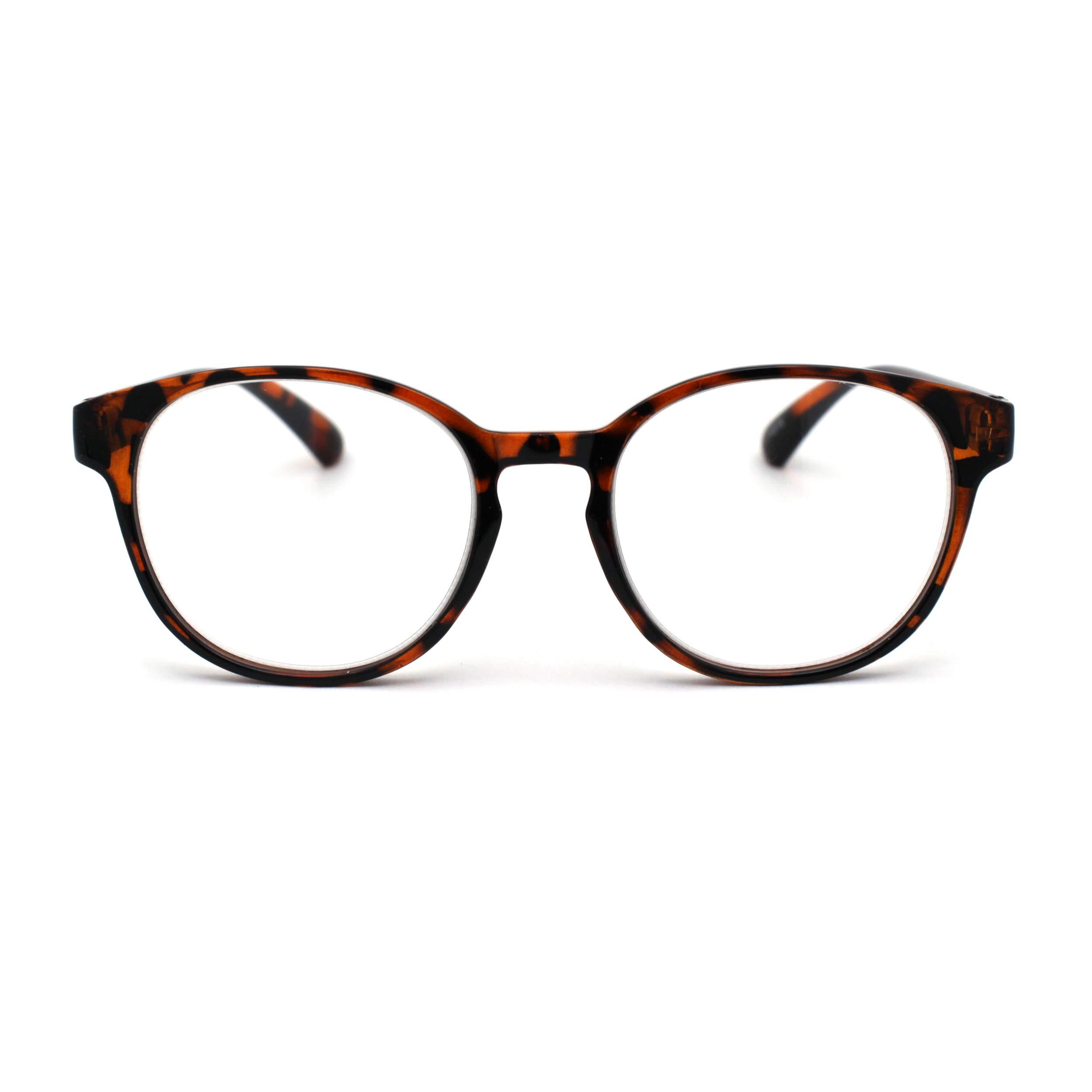 SA106 SA106 Round Thin Keyhole Horn Rim Plastic Reading Glasses Tortoise +3.0