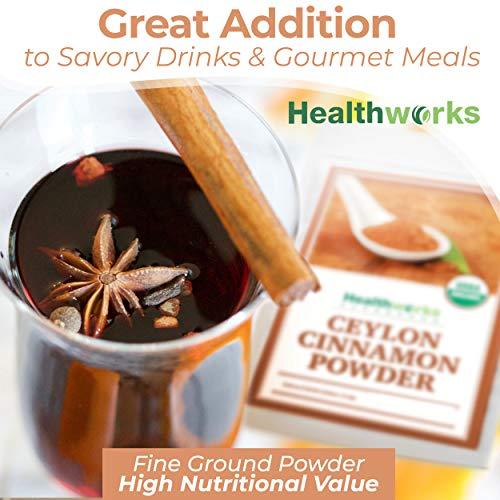 Healthworks Healthworks Ceylon Cinnamon Powder Ground Raw Organic (16 Ounces / 1 Pound) | Keto, Vegan & Non-GMO | Great with Coffee, Tea & Oatmeal | Premium Antioxidant Superfood/Spice (1 Pound)